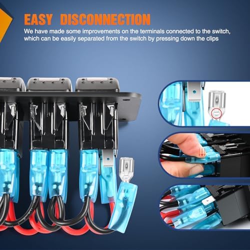 Nilight 5 Gang Rocker Switch Panel Toggle Power Control 12V 24V Pre-Wired