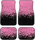 Pink Black Bat Print Funny Halloween Car Floor Mats 4 PCS, Cute Durable Interior Accessories for Car SUV, All Weather Floor Mats with Front Rear Trunk Liners Set for Party