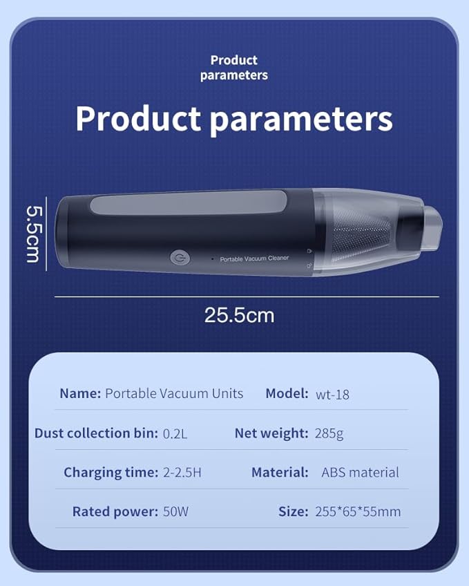 Mini Handheld Vacuum, 13000PA Portable Cordless Car Vacuum Cleaner, Suction and - Image 8