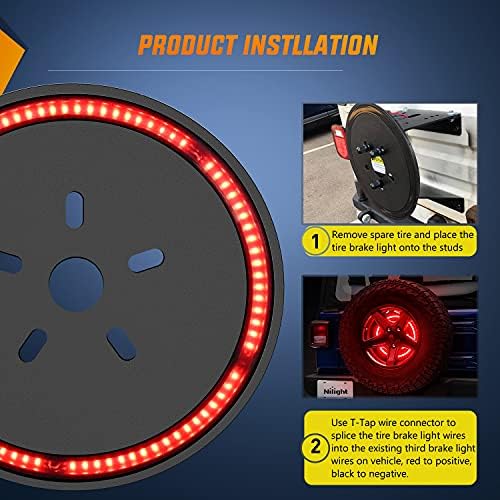 Nilight Spare Tire Brake Light, 3rd Brake Light for Jeep Wrangler JK JKU