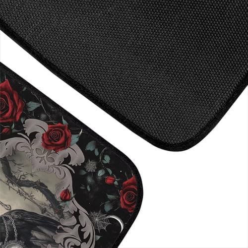 Raven 4 Pcs Car Floor Mats Retro Gothic Crown Crow Clock All Weather Anti Slip Front Rear Row Foot Mat Gothic Red Rose Thorn Car Interior Universal Fit for SUV Truck