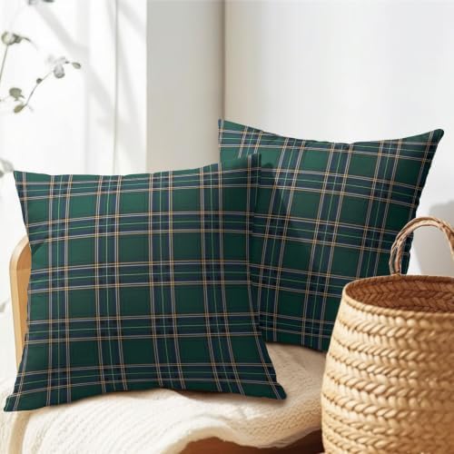 Christmas Plaid Pillow Covers 22x22 Set of 2 Green Highly Absorbent - Image 7