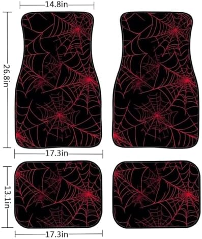 GLENLCWE Red Spider Web Car Floor Mats 4 Packs Non-Slip Auto Interior Foot Mats Spiders Web Auto Floor Mat Universal Fit SUV Truck Sedan