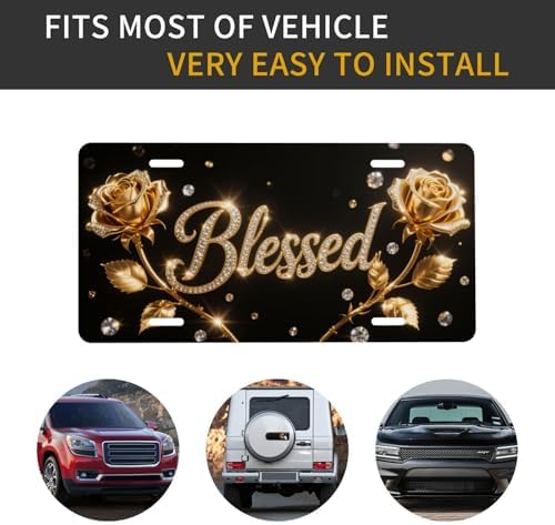 Gold Rose Blessed Front License Plate 6" * 12" for Women
