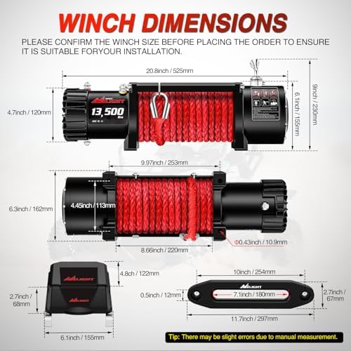 Nilight 13500lb Electric Winch 12V Heavy Duty Truck Winch w Synthetic Rope - Image 2
