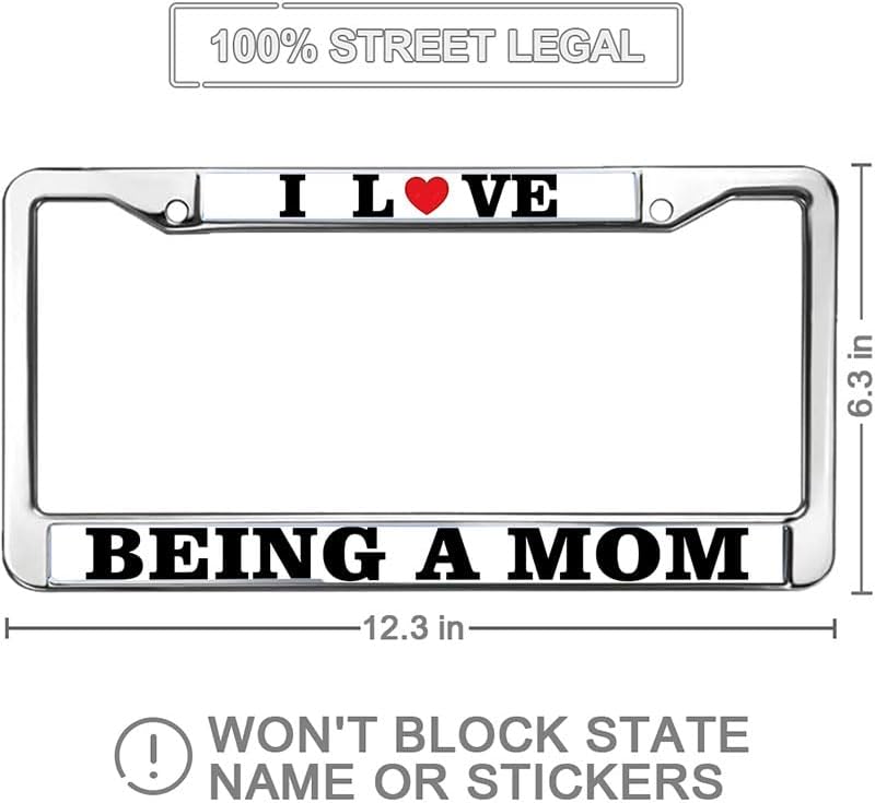 I Love Being a Mom Metal License Plate Frame Stainless Steel Car Licence Plate Covers Personalized Car Accessories License Plate Frame