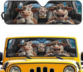 Renewold Car Windshield Sun Shade Auto Sunshade Fit for Jeep Wrangler JK JKU JL JLU Front Window Sun Shield Sun Visor for Jeep Gladiator JT 2020-2023 Funny Cow Driving Keep Cool Interior Accessories