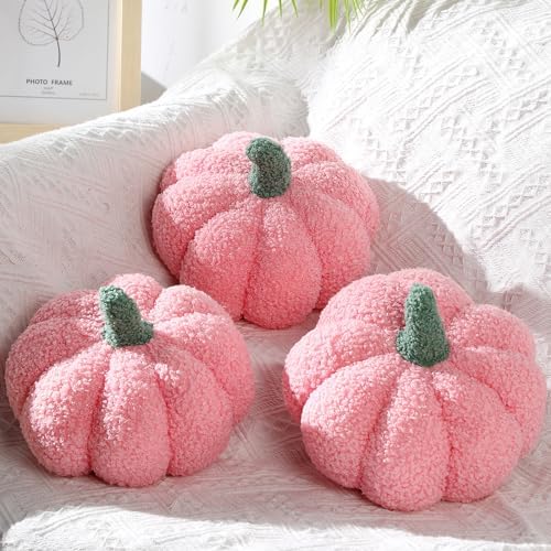 Namalu 3 Pcs Thanksgiving Pumpkin Pillows,7.87 Inch,Pink - Image 4