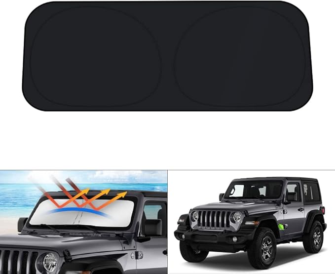 KUST Windshield Sun Shade for 2018-2023 Jeep Wrangler JL & 2/4 Door 4XE by KUST