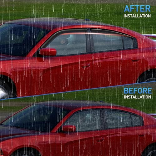 Nilight Window Rain Guards for Dodge Charger 2011-2023, Tape on-4PCS