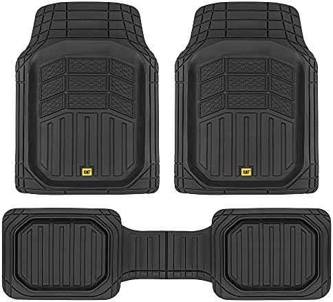 Cat® CAMT-9013 (3-Piece) Heavy Duty Deep Dish Rubber Floor Mats, Trim to Fit for Car Truck SUV & Van, All Weather Total Protection Durable Liners Black, 29.5" L x 21" W x 1" Th