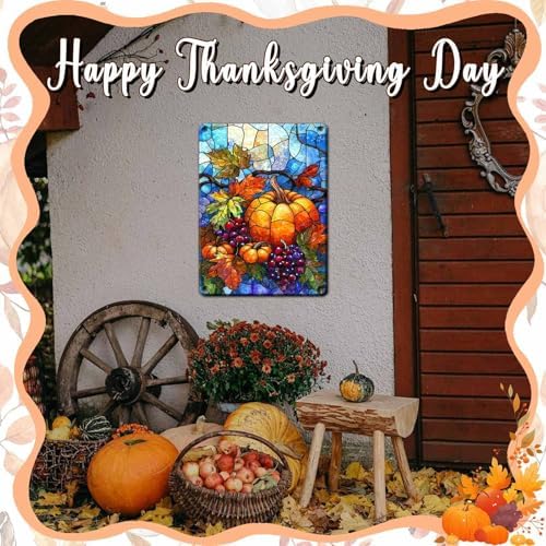 Thanksgiving Day Retro Tin Sign Pumpkin Metal Wall Decor for Kitchen Back Porch Hallway Fireplace 12x16Inch - Image 6