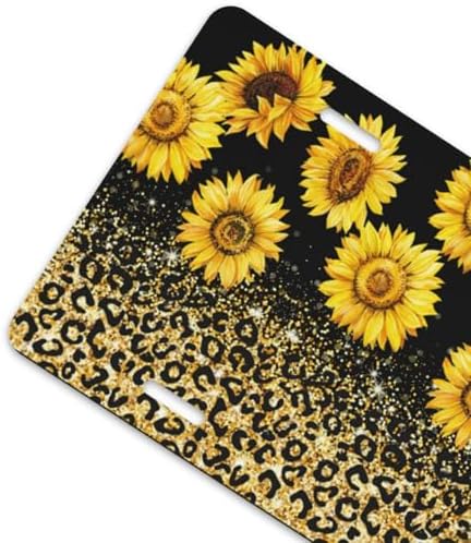 Leopard Print Cheetah Flower Front License Plate 6" * 12" for Women