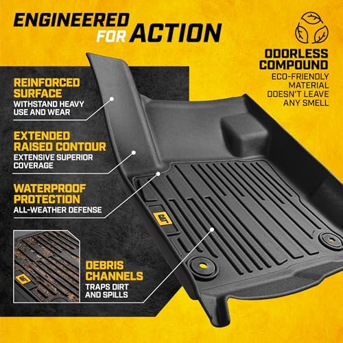 CAT® JustFit™ 3D All Weather Floor Mats for Ford Bronco Sport ONLY 2021-2026, Custom Fit Heavy-Duty Rubber Car Mats Full Set for 4 Door Models, (Not for Rubberized Floors)