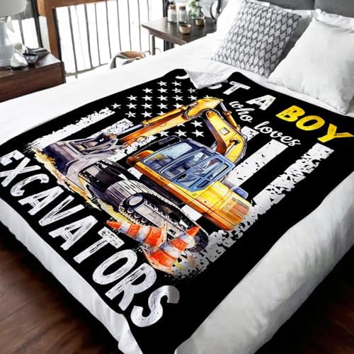 Excavator Gifts for Kids Boys, Cute Car Throw Blanket for Construction Truck Lovers, 30x40 Inches Just A Boy Who Loves Excavators Blankets for Lap Sofa Couch Travel - Image 5