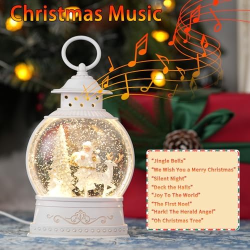 Christmas Snow Globes with Music, Santa Deer Lighted Christmas Lantern with 6h Timer, USB or Battery Operated Festival Decoration Gifts - Image 2