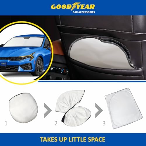 Goodyear Foldable Windshield Sunshade for Kia K-5 2021-2026, Car Accessories, Sunshade Cover, Sun Shade Car Windshield, Window Sun Blocker - GY008350