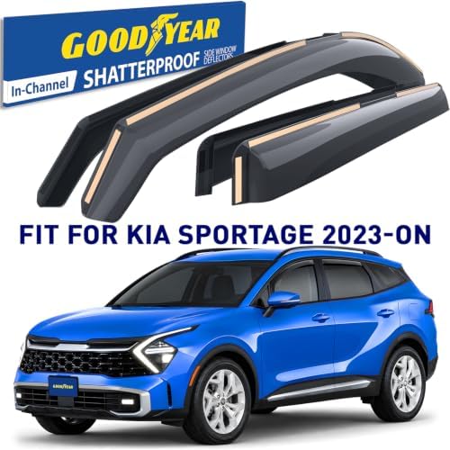 Goodyear Shatterproof in-Channel Window Deflectors for Kia Sportage 2023-2026, Rain Guards, Window Visors for Cars, Vent Deflector, Car Accessories, 4 pcs - GY008440