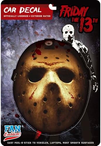 Fan Emblems Horror Movie Domed Transparent Car Decals – Officially Licensed Slasher Film Characters (Jason)