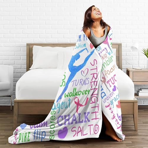 Gymnastics Blanket, Gymnast Gifts for Girls Gymnastics Lovers Teens Women Kids Birthday Soft Flannel Fleece Warm Cozy Throw Blanket for Sofa Bed Home Decor 80"X60" - Image 7