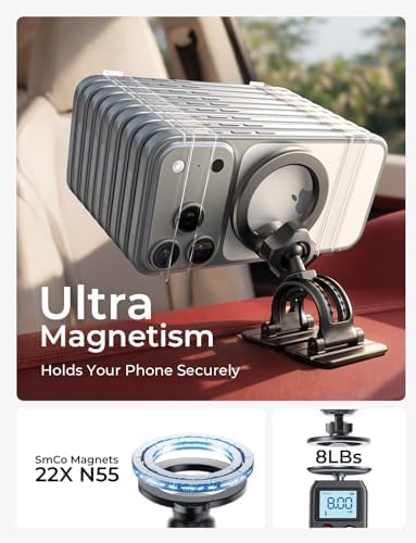 LISEN for iPhone 18 Pro Max Car Mount Holder Magnets Magnetic for MagSafe Car Mount Vent Dashboard Magnet Cell Phone Holder Mounts Car Accessories fit iPhone 18 Pro Max 17 16 15 14 13 12 Carbon Fiber