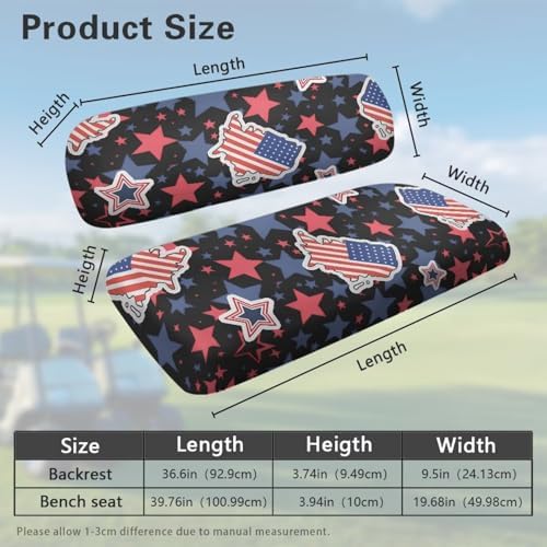 Yewatlles Golf Cart Seat Covers for Club Car Fashion Seat, Breathable Polyester Cloth Combination Appearance, No Need Detaching Armrests American Flag Star Pattern
