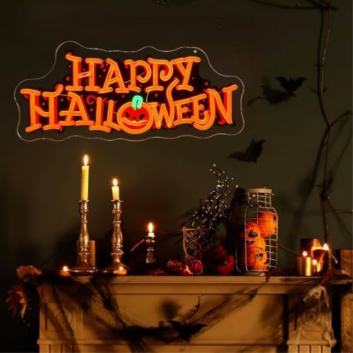Happy Halloween Neon Sign UV Pumpkin Halloween LED Light, 16.9"x7.3 - Image 3