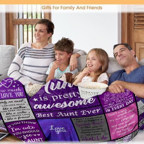 Gift for Aunt, Auntie Gifts from Niece and Nephew, Throw Blanket for Birthday Mother's Day Christmas, Cozy Blanket for Couch Sofa Bed 50"x60" - Image 5