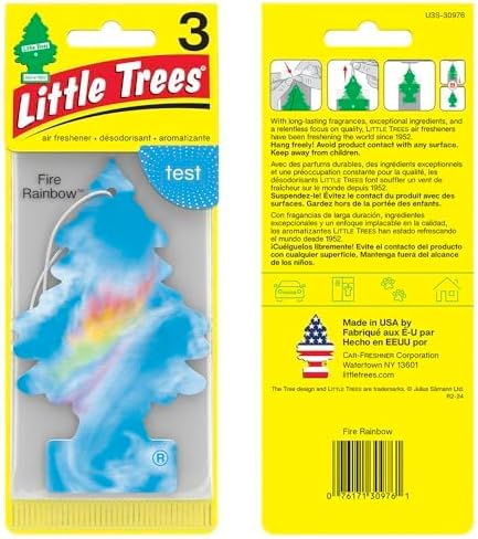 LITTLE TREES Car Air Freshener, 8 Count (Pack of 3), Fire Rainbow
