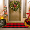 Christmas Red and Black Plaid Rug, 24 x 51 Inches Cotton Hand-Woven Layered Door Mat for Front Porch, Entryway, Outdoor Holiday Decor, Washable Buffalo Check Rug for Home, Patio, Kitchen by Homydecor