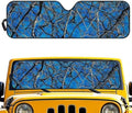 Renewold Car Windshield Sunshade Front Window Sun Visor Summer Sunlight UV Rays Heat Sun Shade Compatible with Jeep Wrangler JK JKU JL 1997-2023 2/4 Door Blue Camo Hunting Easy Install Cover Shield