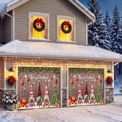 Teenyyou Christmas Garage Door Cover 7 x 8 Ft Gnomes Holiday - Image 5