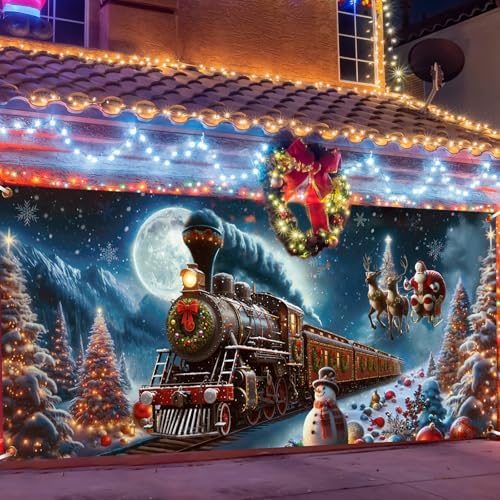 Preboun Christmas Polar Garage Door Decoration 7 x 16 ft Believe Train - Image 5