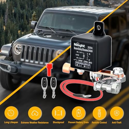 Nilight Remote Battery Disconnect Switch 12V 200A