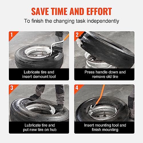 VEVOR Tire Mount Demount Tool 22.5" to 24.5" Tire Changer Steel Bead Breaker Extra Bead Holder Tubeless Truck Manual Tire Changing Tools for Car Repairing(Red) - Image 6