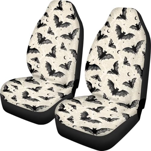 Halloween Black Bat Car Seat Cover for Women Men Fashion Soft Car Front Seat Decoration Auto Accessories Protectors Decor Fit for Car SUV Sedan Truck