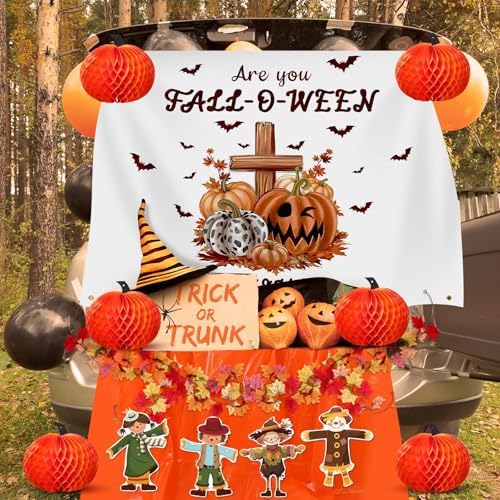 Suncalla Halloween Religious Christian Trunk or Treat Car Decorations Autumn Fall Are You Fall-o-ween Jesus Scarecrow Archway Garage Decor for Car Archway Trunk Exterior Halloween Party Supplies Decor - Image 5