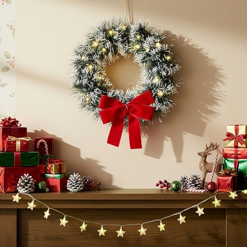 Canlierr Christmas Car Wreath Decoration with LED Lights, Elegant Style - Image 6
