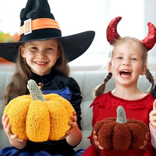 Kajaia 4 Pcs Pumpkin Pillow Fall Decor Thanksgiving, Retro Color - Image 4