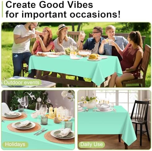 QIKSION 12 Pack Mint Green Plastic Tablecloth, Table Cloth Disposable - Image 4