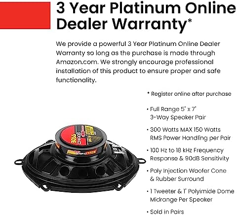 BOSS Audio Systems CH5730 5 x 7 Car Speakers, 300 Watts Per Pair, 3 Way