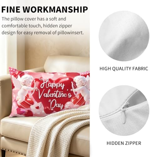 Happy Valentine's Day Throw Pillow Covers 12x20 Set of 2 Polka Dot Love - Image 4