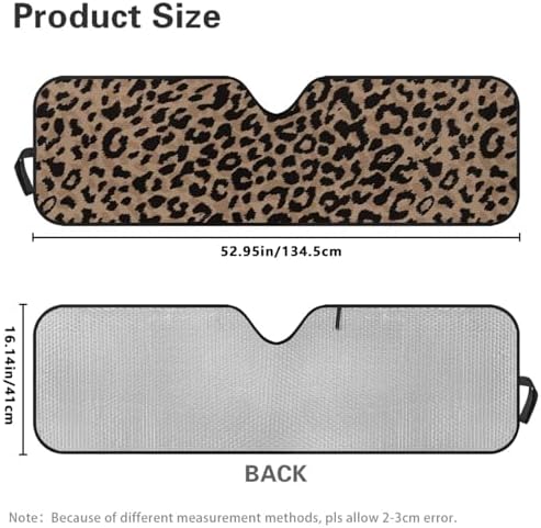 Renewold Leopard Print Automotive Front Windshield Sunshade for Jeep Wrangler Sunlight UV Rays Heat Blocker Sun Visor Shield Suitable for Jeep Gladiator JT 2020-2023 Car Accessories Interior Sun Shade