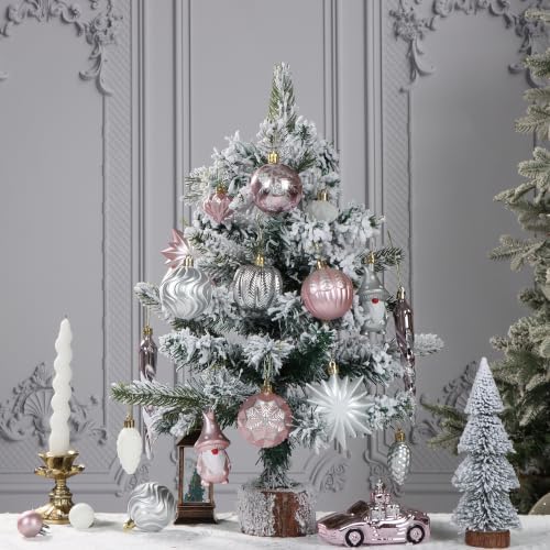Pink and Silver Fall Christmas Ornaments for Tree Thanksgiving Decorations - Image 5