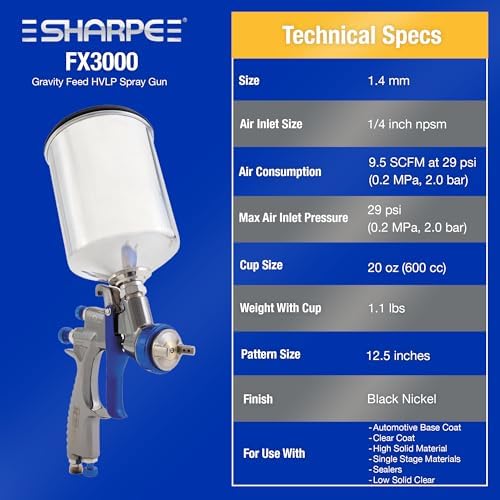Graco-Sharpe 288880 HVLP FX3000 Paint Spray Gun, 1.4 mm - Image 4