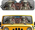 Renewold Funny Skull Driving Automotive Windshield Sun Shade Auto Sunshade Car Front Window Sun Visor Blocker Shield Fit for Jeep Wrangler JK JKU JL JLU 1997-2023 Gladiator JT Interior Car Accessories