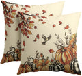 Fall Robin Pumpkin Throw Pillow Covers 24x24 Set of 2 Thanksgiving Harvest Maple Leaves Pillow Covers Buffalo Plaid Pumpkin Watercolor Foliage Pillowcase for Kitchen Outdoor Couch Room Decoration by Trongr