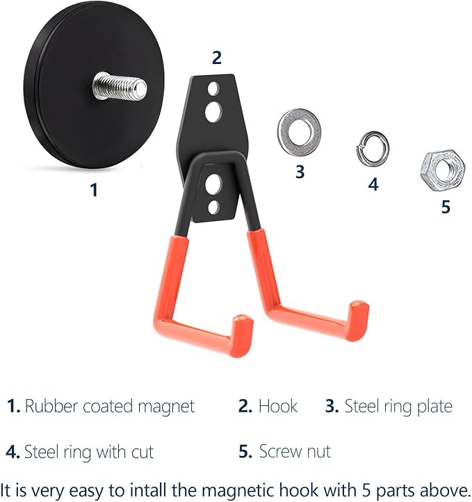 Super Strong Garage Magnetic Hooks Heavy Duty-6Pack, Powerful Magnetic Strips - Image 3