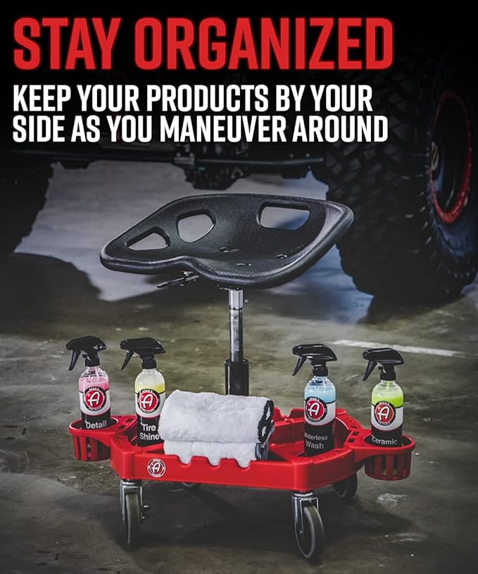 Adam's Polishes Pro Rolling Stool, Car Detailing Stool Chair, Shop Stool - Image 5