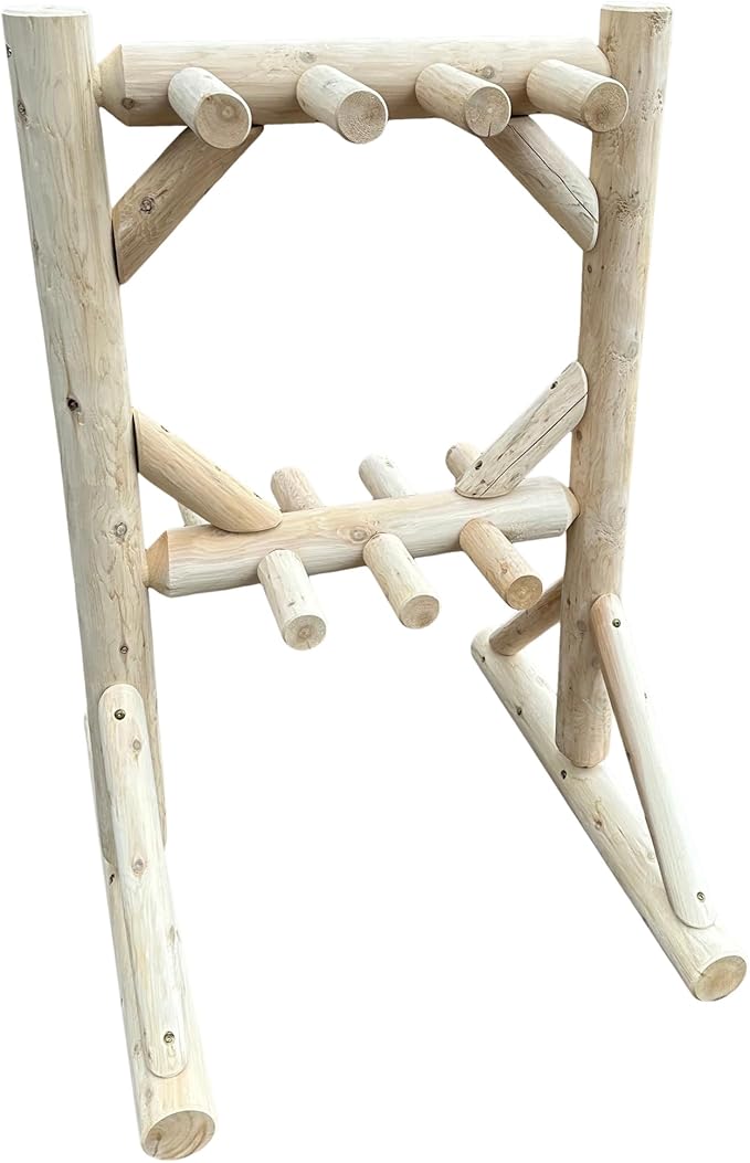 8-Place Freestanding Log Ski Rack Holder, Indoor & Outdoor Snowboard Racks - Image 5